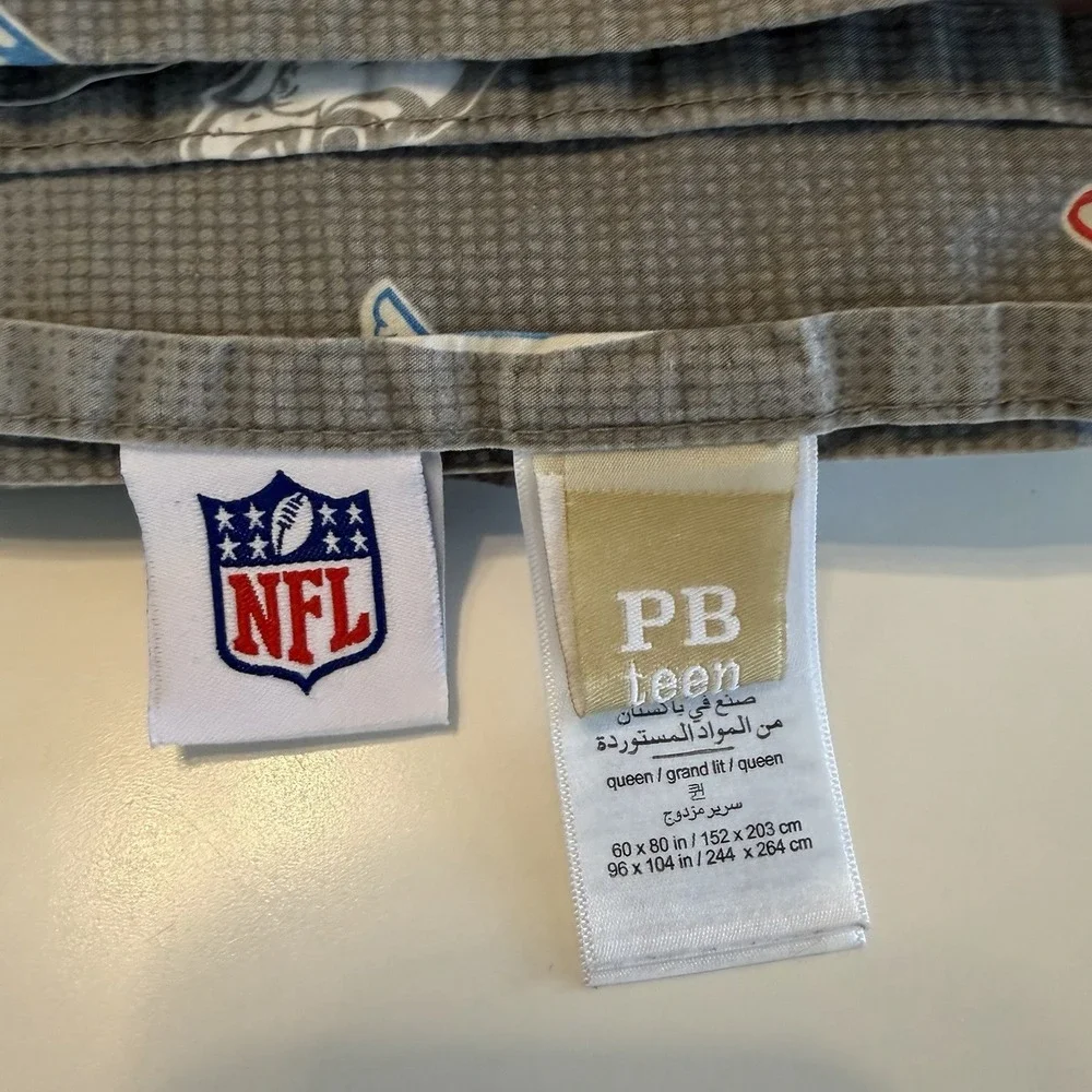 Pottery Barn Teen NFL Logos Flat Sheet Queen Size Football Redskins Raiders